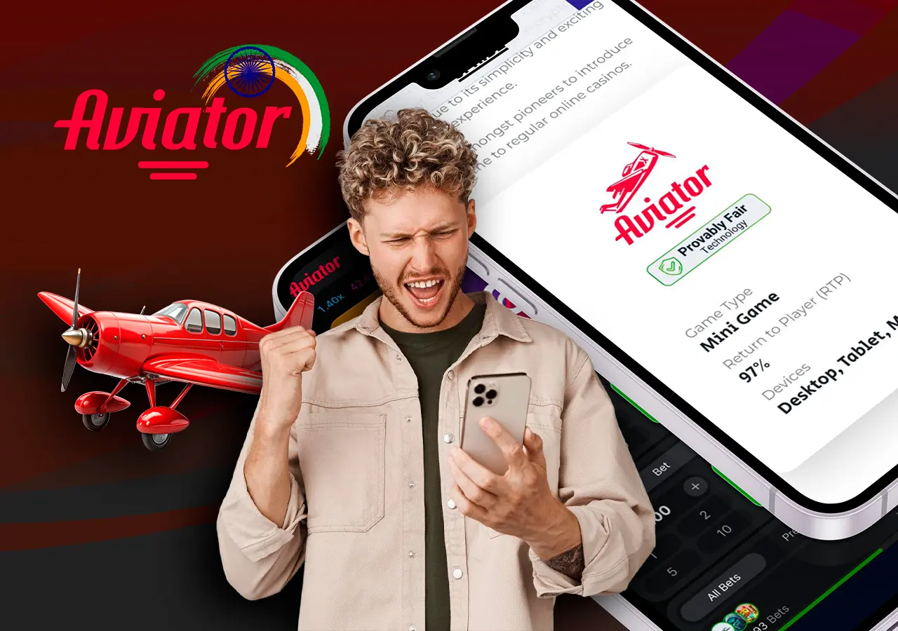 A man plays the Aviator game